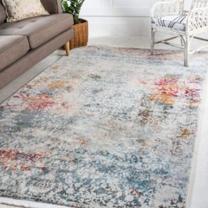 Unique Loom Baracoa Collection Area Rug - Panamericana (5' 5" x 8' Rectangle, Cream/ Blue)