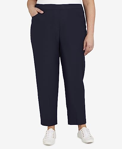 Alfred Dunner womens Petite Classic Allure Fit Proportioned With Elastic Comfort Waistband Casual Pants, Navy, 14 Petite US