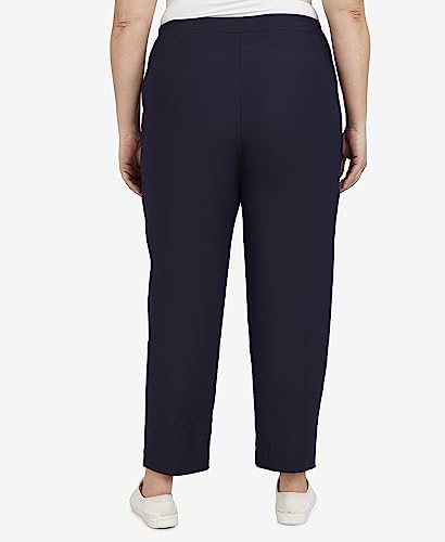 Alfred Dunner womens Petite Classic Allure Fit Proportioned With Elastic Comfort Waistband Casual Pants, Navy, 14 Petite US