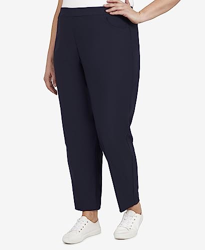 Alfred Dunner womens Petite Classic Allure Fit Proportioned With Elastic Comfort Waistband Casual Pants, Navy, 14 Petite US