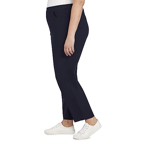 Alfred Dunner womens Petite Classic Allure Fit Proportioned With Elastic Comfort Waistband Casual Pants, Navy, 14 Petite US