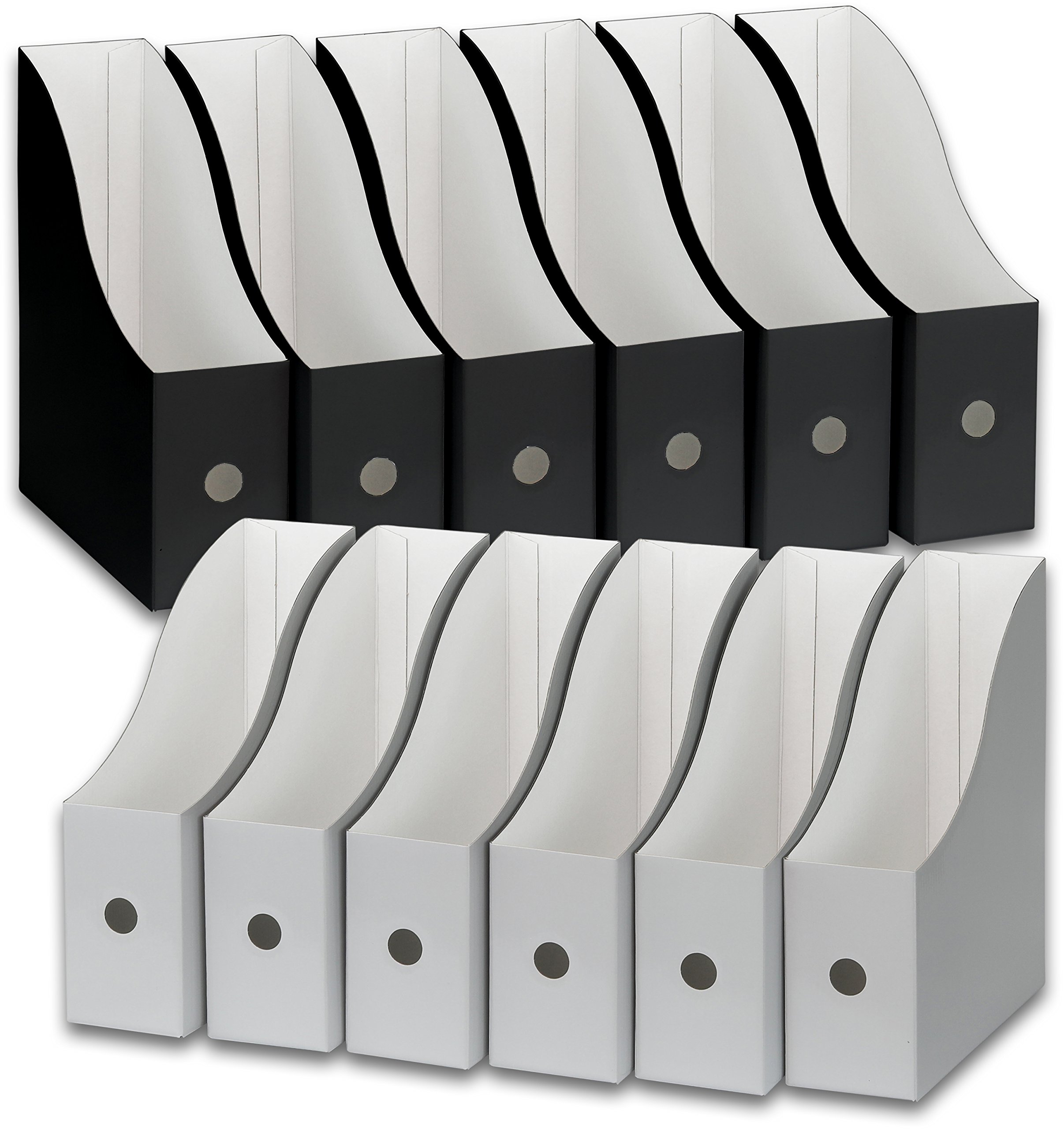 Simple Houseware White/Black Magazine File Holder Organizer Box (Pack of 12)