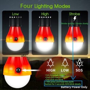 LED Camping Light [2 Pack] Doukey Portable LED Tent Lantern 4 Modes for Backpacking Camping Hiking Fishing Emergency Light Battery Powered Lamp for Outdoor and Indoor (Red)