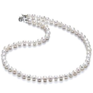 1 strand adabele real natural grade a round white cultured freshwater pearl organic gemstone necklace 16 inch long single string jewelry pn1-a67