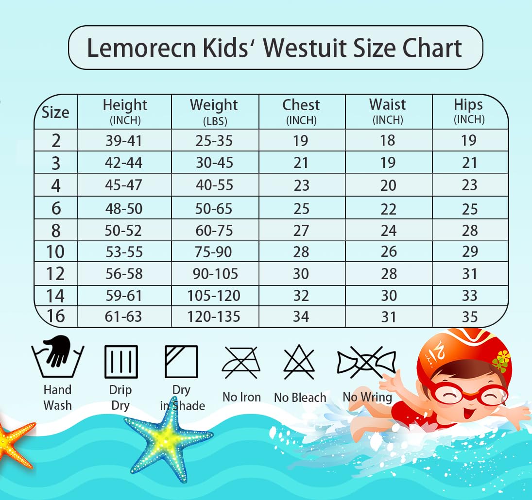 Lemorecn Wetsuits Youth Premium Neoprene 2mm Youth's Shorty Swim Suits(4021-US8)