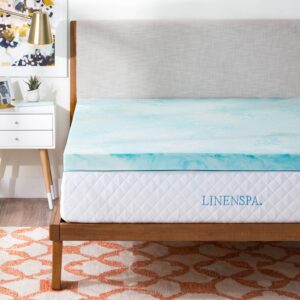 linenspa 3 inch gel swirl memory foam mattress topper – cooling gel infused – pressure relieving – certipur certified - twin xl