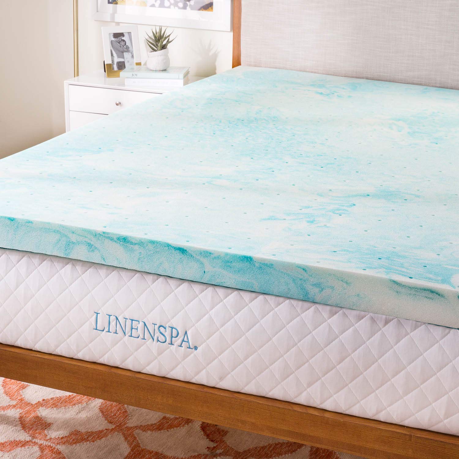 LINENSPA 3 Inch Gel Swirl Memory Foam Mattress Topper – Cooling Gel Infused – Pressure Relieving – CertiPUR Certified - Twin XL