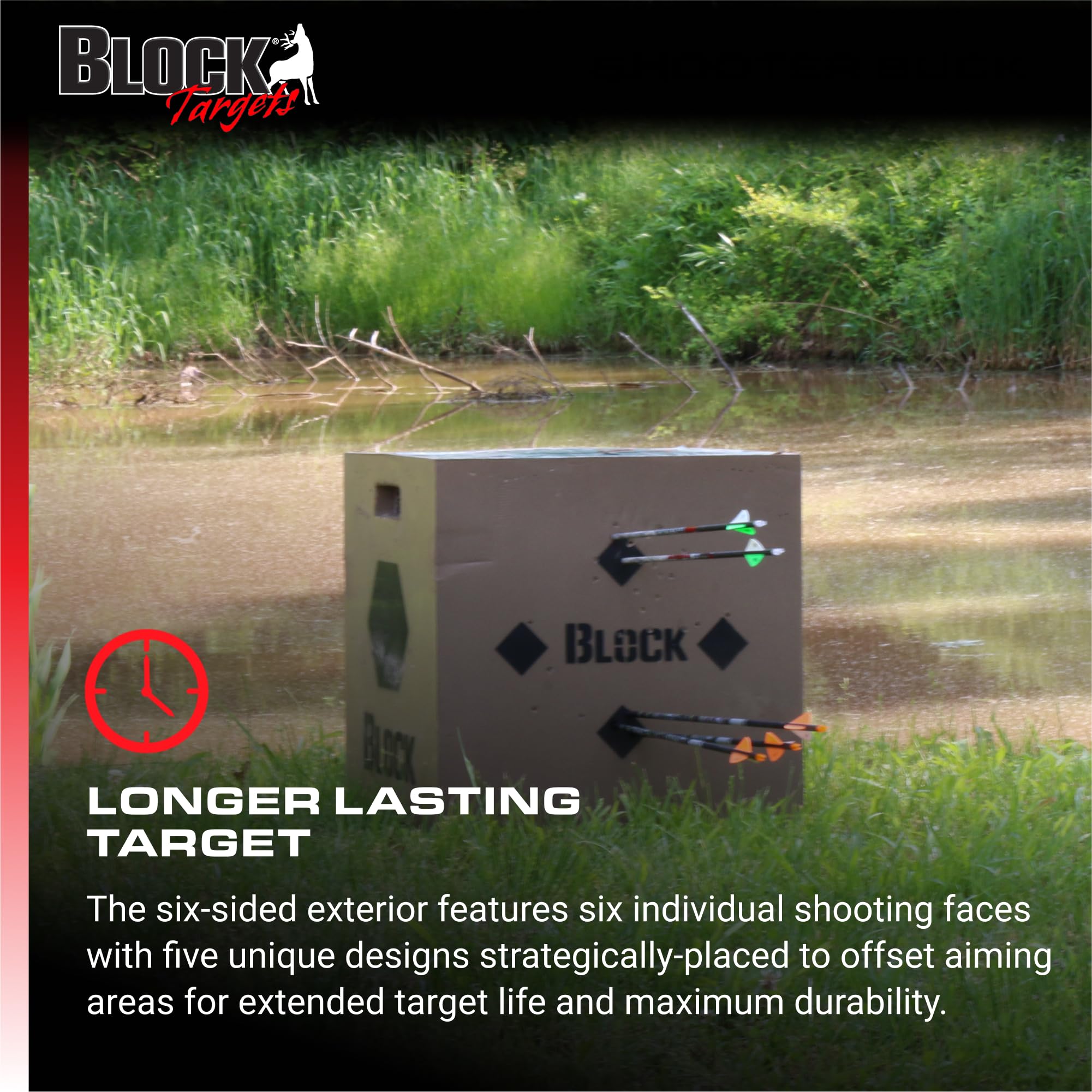 Field Logic Block 6-Sided Arrow Archery Target with Polyfusion Technology, Black, 18 x 18 x 16 (B56700)