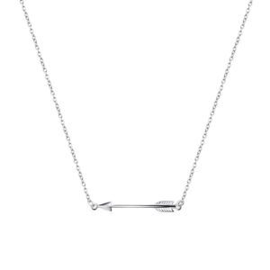 BGTY 925 Sterling Silver Classic Love Polished Sideways Arrow Horizontal Womens Pendant Necklace