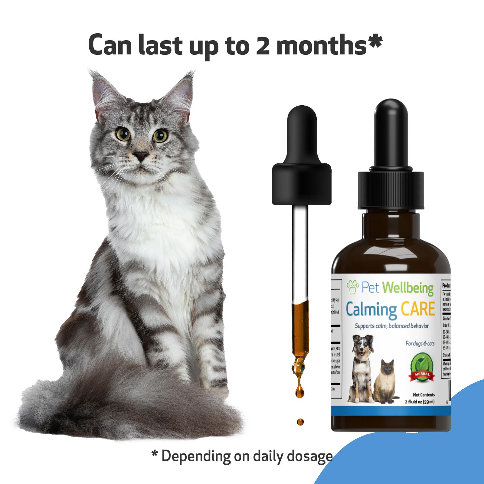 Pet Wellbeing Calming Care for Cats - Vet-Formulated - Supports Calm & Relaxed Nervous System - Natural Herbal Supplement 2 oz (59 ml)