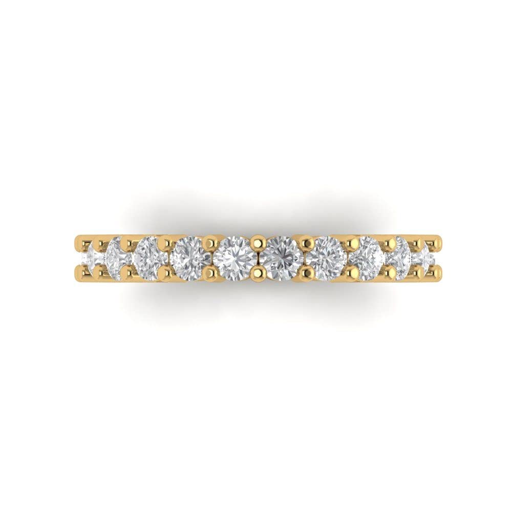 1.52 ct Brilliant Round Cut Clear Simulated Diamond 14k Yellow Gold Eternity Wedding Engagement Promise anniversary Band Sz 5