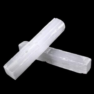 7 pcs Selenite Sampler Set / Healing Kit: 1 Selenite Tower, Palm Stone-1 Oval 1 Heart, 3 Wands-Blunt Pointed and Raw,and 1 Desert Rose with a Certificate of Authenticity