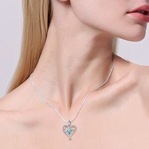 Mother's Birthday Gift I Love You Mom S925 Sterling Silver Heart Pendant Necklace