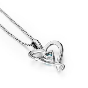 Mother's Birthday Gift I Love You Mom S925 Sterling Silver Heart Pendant Necklace