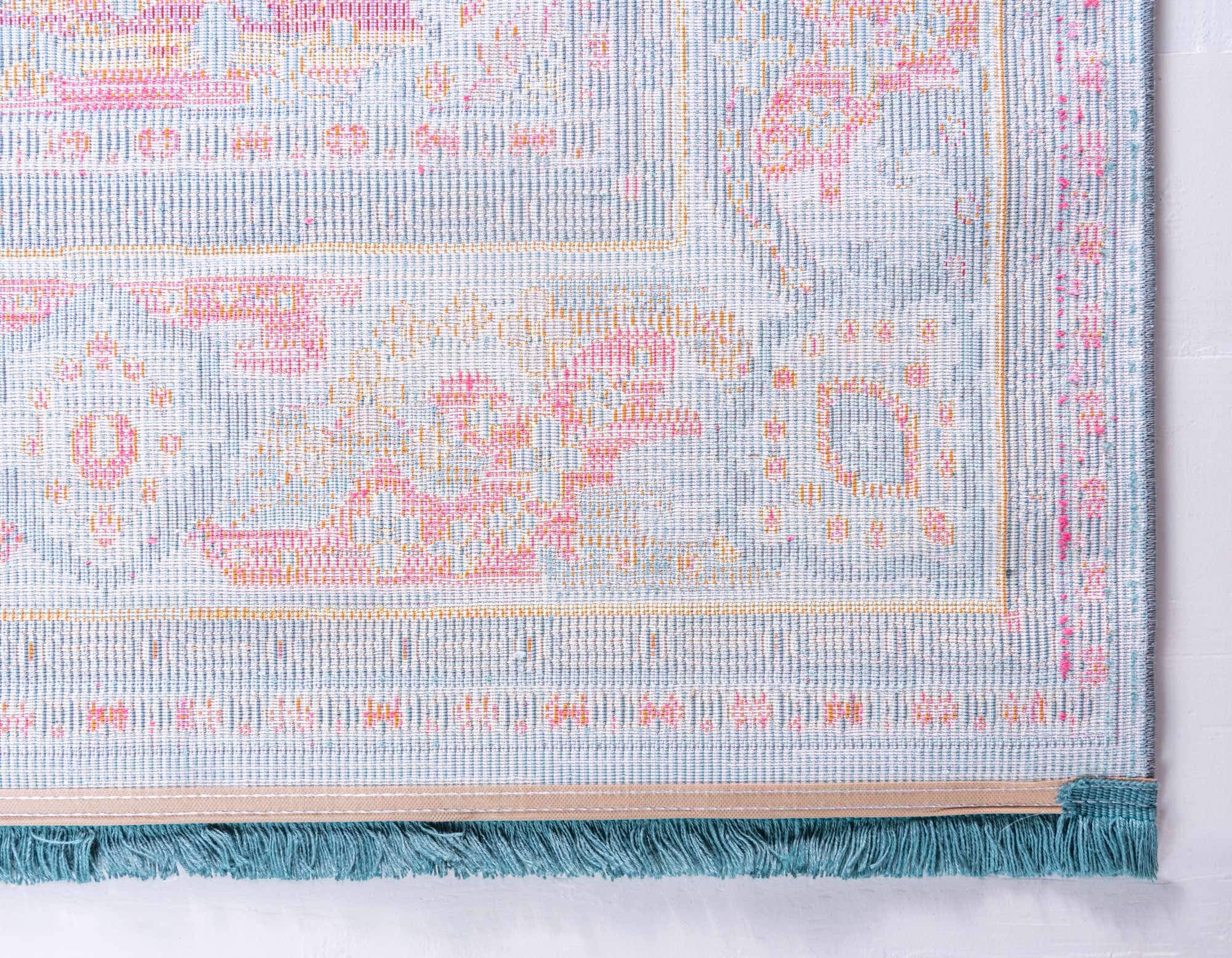 Unique Loom Baracoa Collection Area Rug - Malecon (5' 5" x 8' Rectangle, Light Blue/ Orange)