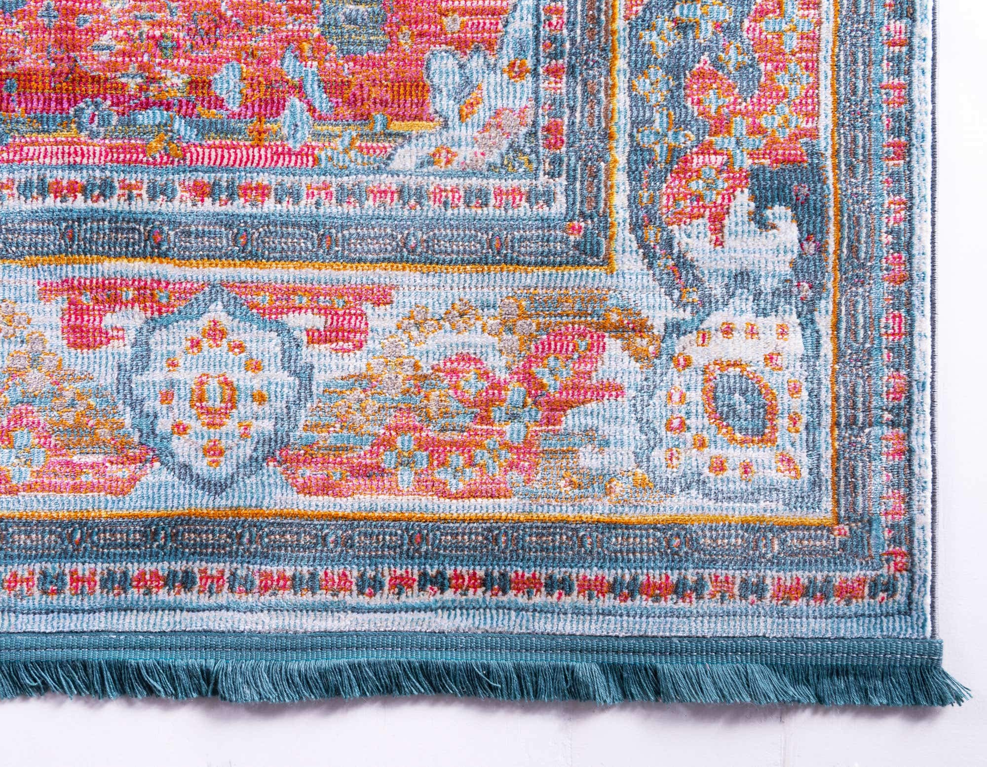 Unique Loom Baracoa Collection Area Rug - Malecon (5' 5" x 8' Rectangle, Light Blue/ Orange)