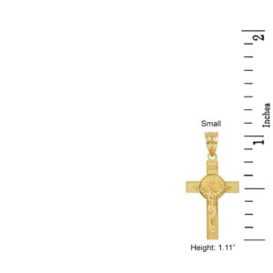 Solid 10k Yellow Gold St. Benedict Crucifix Cross Charm Pendant (1.10")