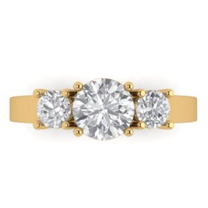 1.5 ct brilliant round cut clear simulated diamond 14k yellow gold three stone engagement promise bridal ring size 10.5