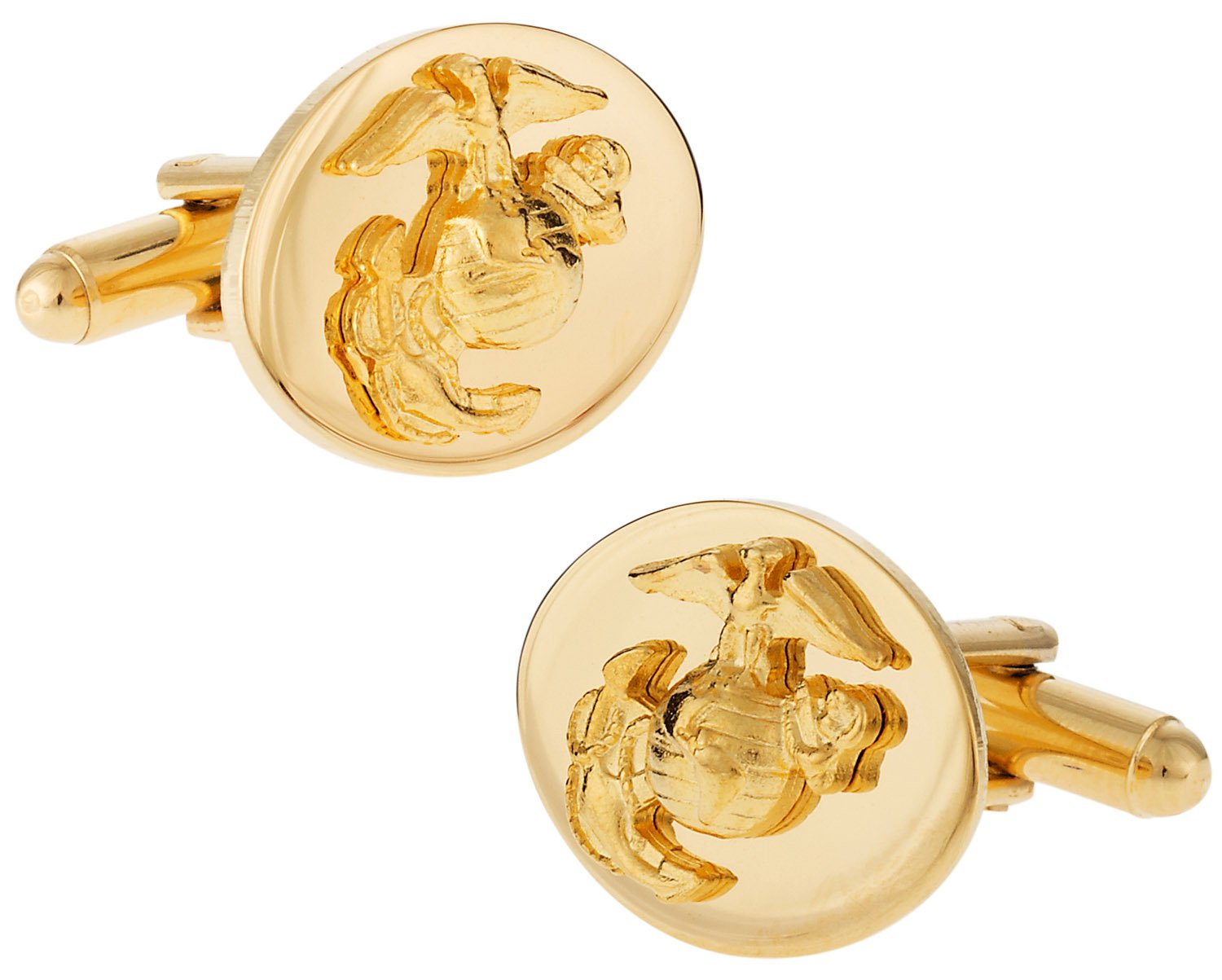 Cuff-Daddy Gold USMC Marine Corp Eagle, Globe & Anchor Officer Cufflinks with Presentation Box