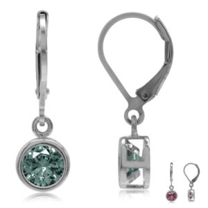 silvershake 6mm round simulated color change alexandrite bazel set 925 sterling silver leverback dangle earrings