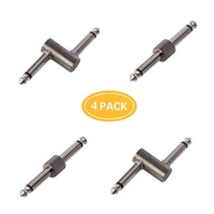 Rayzm Guitar Pedal Patch Connector, 6.35mm (1/4") Effect Pedal to Pedal Coupler, Male to Male Plug Adaptor for Guitar Pedalboard Instead of Patch Cable, Pack of 4 (2 Straight & 2 Z Type)