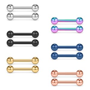 ruifan 12pcs 16g mix color straight barbell eyebrow ear navel belly lip ring body piercing jewelry 16g 16 gauge 8mm