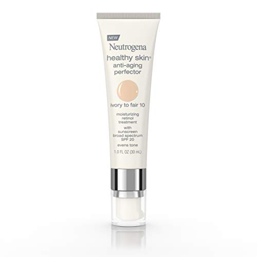 Neutrogena Healthy Skin Anti-Aging Perfector Tinted Facial Moisturizer and Retinol Treatment with Broad Spectrum SPF 20 Sunscreen with Titanium Dioxide, 10 Ivory to Fair, 1 fl. oz