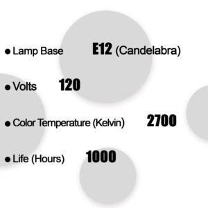 DYSMIO T6 Tubular Candelabra Base - E12 Frosted Dimmable Incandescent Light Bulb - Pack of 6