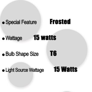 DYSMIO T6 Tubular Candelabra Base - E12 Frosted Dimmable Incandescent Light Bulb - Pack of 6