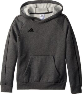 adidas core 18 soccer hoodie, dark grey heather/black, x-small