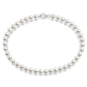 pavoi womens sterling silver round white simulated shell pearl rhodium-plated-silver choker necklace