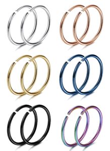 fibo steel 18g 5pcs stainless steel body jewelry piercing nose ring hoop nose piercing