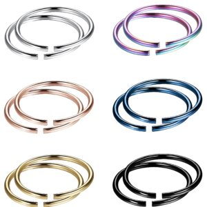 FIBO STEEL 18G 5PCS Stainless Steel Body Jewelry Piercing Nose Ring Hoop Nose Piercing