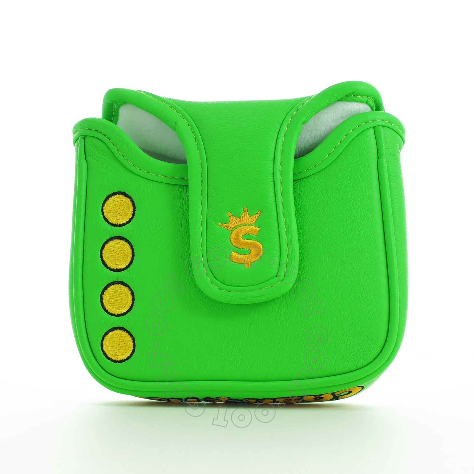 Cash is King High-MOI Mallet Putter Headcover, Heel Shaft, Green, Golf Head Cover