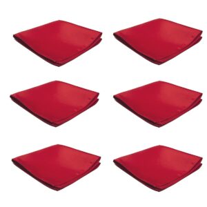 Mens Pocket Squares Handkerchief 6 PK Wedding Party Solid Color Handkerchiefs (Red)