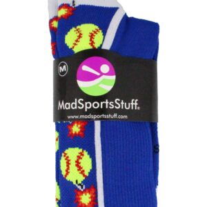 MadSportsStuff Softball Bomber Over the Calf Socks (Royal/White, Small)