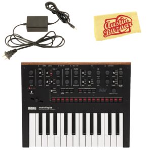 korg monologue monophonic analog synthesizer - black bundle with power supply and austin bazaar polishing cloth