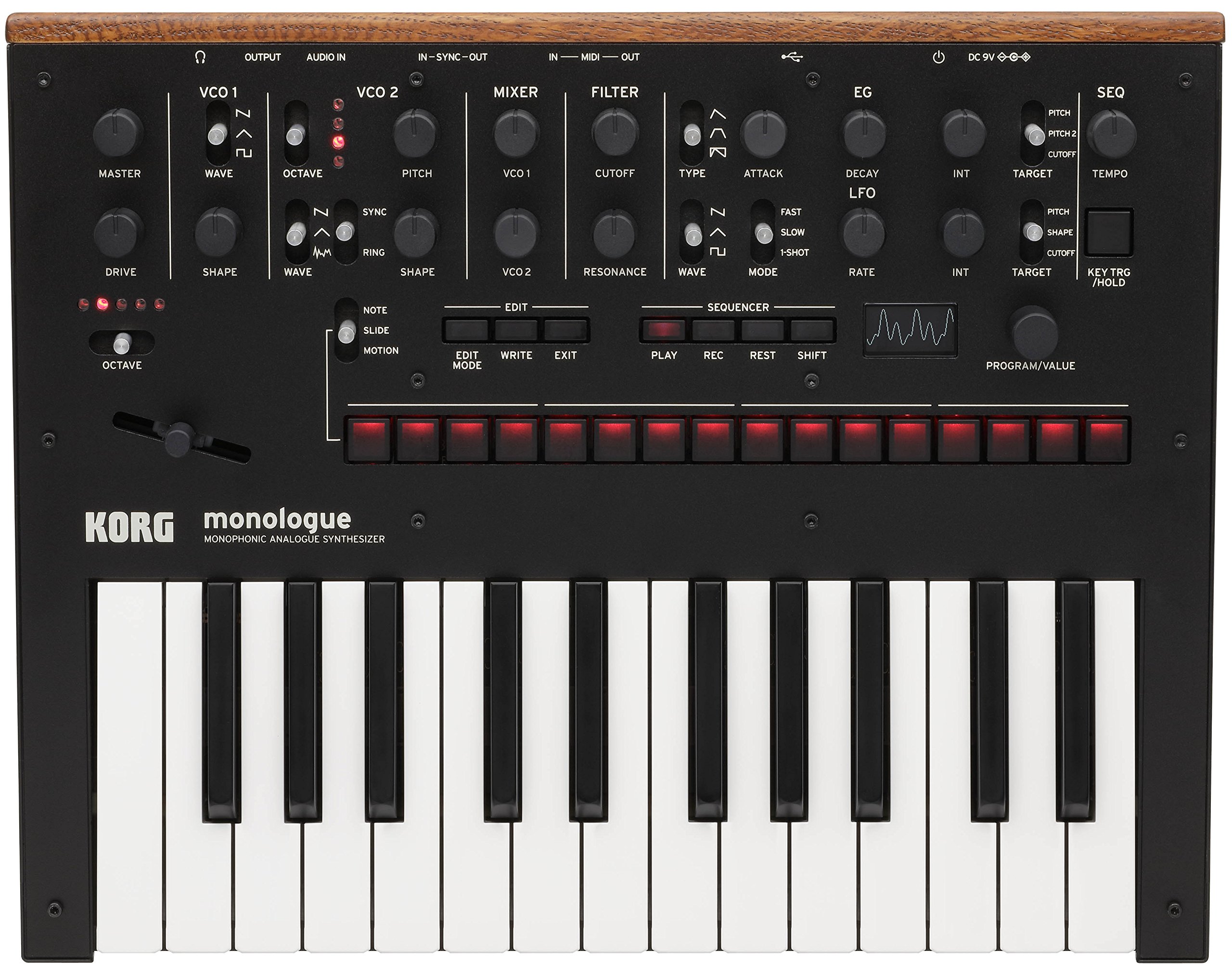 Korg Monologue Monophonic Analog Synthesizer - Black Bundle with Power Supply and Austin Bazaar Polishing Cloth