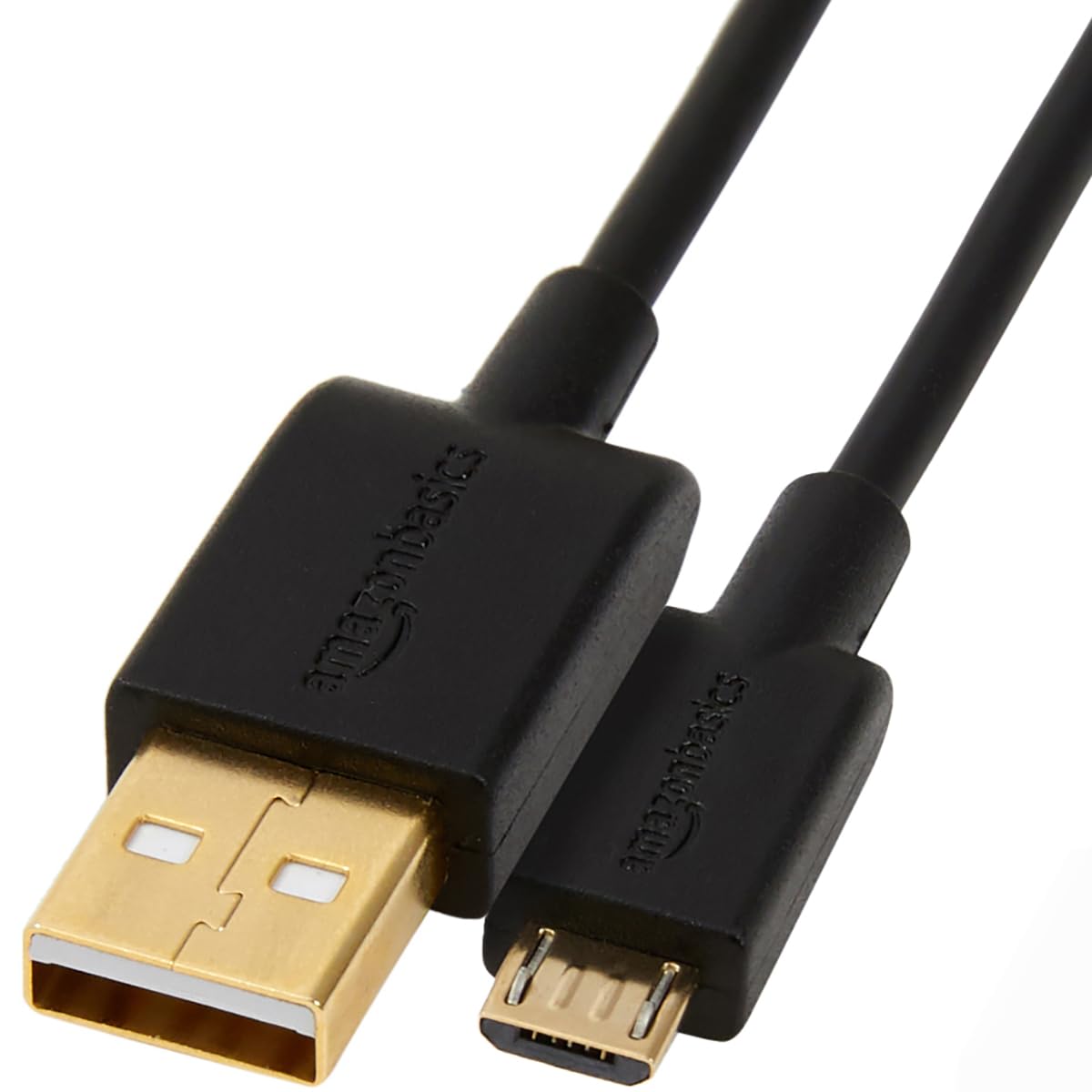 Amazon Basics USB-A to Micro USB Fast Charging Cable, 480Mbps Transfer Speed with Gold-Plated Plugs, USB 2.0, 3 Foot, Black