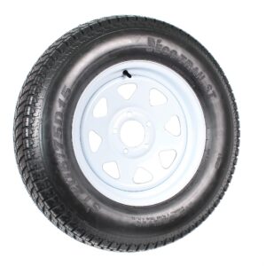 eCustomrim 2-Pack Trailer Tire On Rim ST205/75D15 F78 205/75 LRC 5 Lug White Spoke Wheel - 2 Year Warranty w/Free Roadside