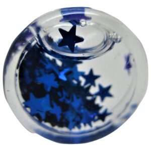 Pierced Republic Blue Star Glitter Liquid Filled Ear Plugs - Double Flared - 6 Sizes - Pair (0 Gauge (8mm))