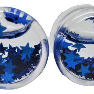 Pierced Republic Blue Star Glitter Liquid Filled Ear Plugs - Double Flared - 6 Sizes - Pair (0 Gauge (8mm))