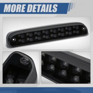 Auto Dynasty Dual Row LED Center High Mount Stop Lamp Third Brake Cargo Light for Ford F250 F350 Super Duty 99-16 | Ranger 93-11, Explorer Sport Trac 01-05 | Mazda B-Series 94-10, Black Housing, Smoke