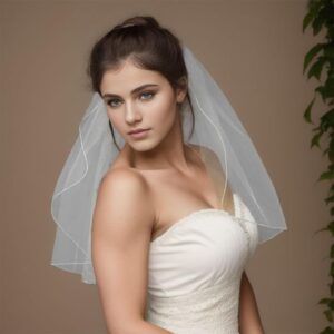 SAMKY 1T 1 Tier Hemmed Pencil Edge Bridal Wedding Veil -White Shoulder Length 25" V532