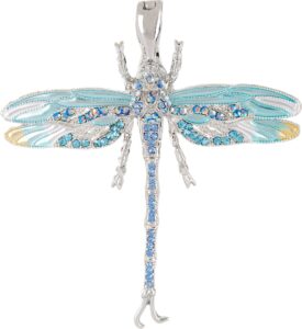 wearable art by roman rhinestone & enamel dragonfly pendant one size aqua blue multi