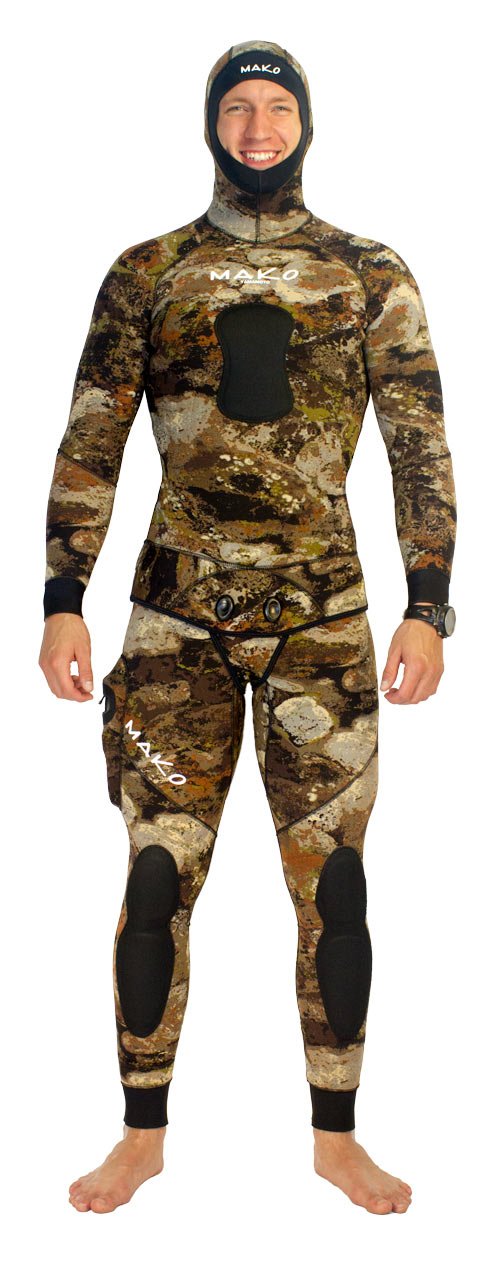 MAKO Spearguns Mens Spearfishing Wetsuit 3D Yamamoto Reef Camo 5mm 2 Piece (Large)