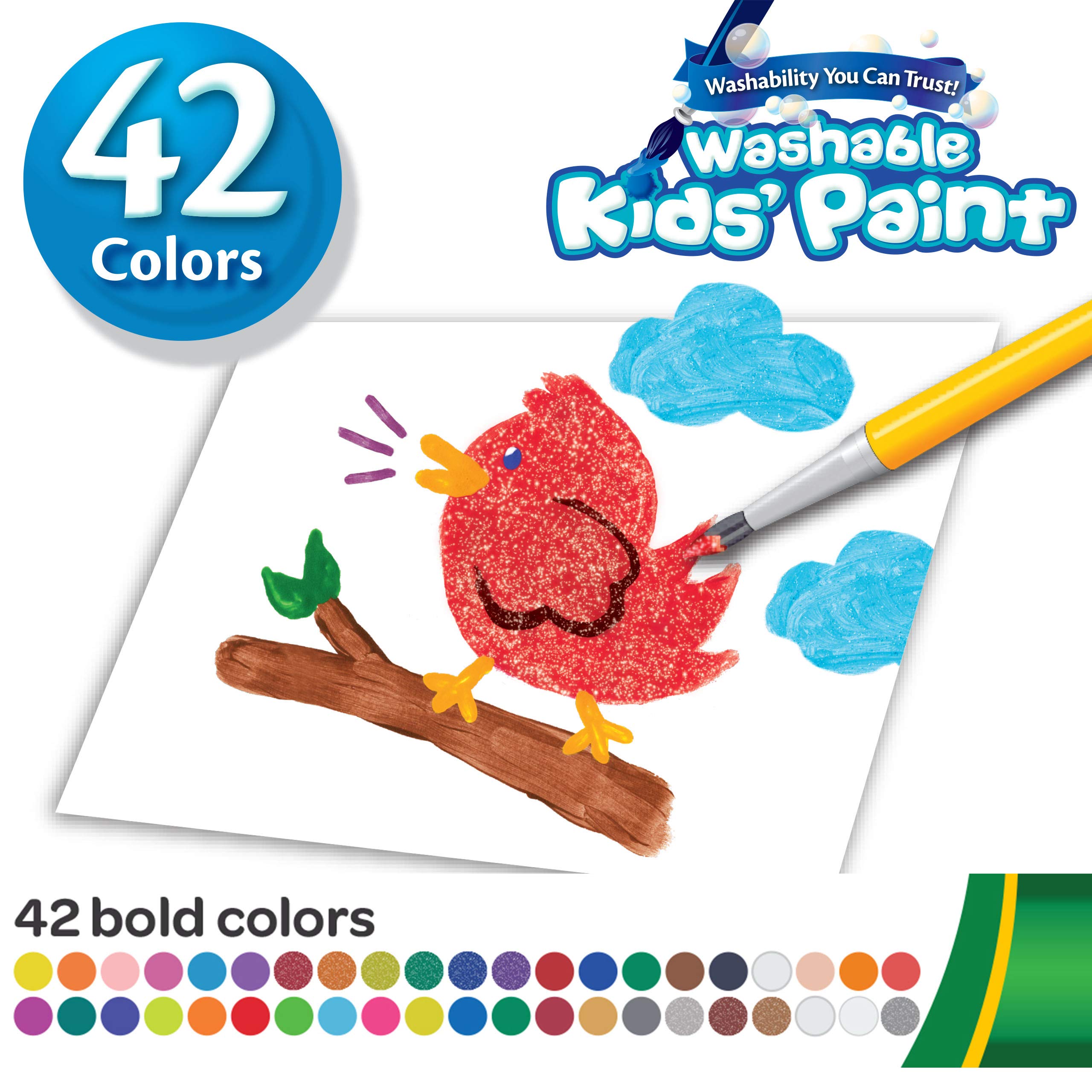 Crayola Kids Washable Paint Set, 42 Ct. Gift for Kids, Ages 3, 4, 5, 6, 7, Assorted