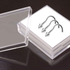 bodyjewellery 3pcs 20g 0.8mm Nose Screw Rings Nostril Stud Surgical Stainless Steel 2mm Cone Spike