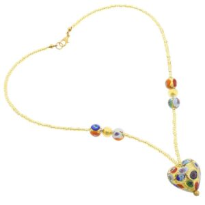 glassofvenice murano glass heart necklace - klimt