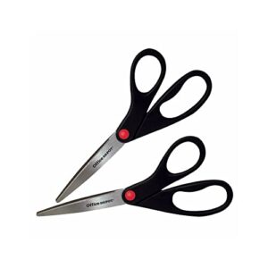 office depot® brand scissors, 8", straight, black, pack of 2